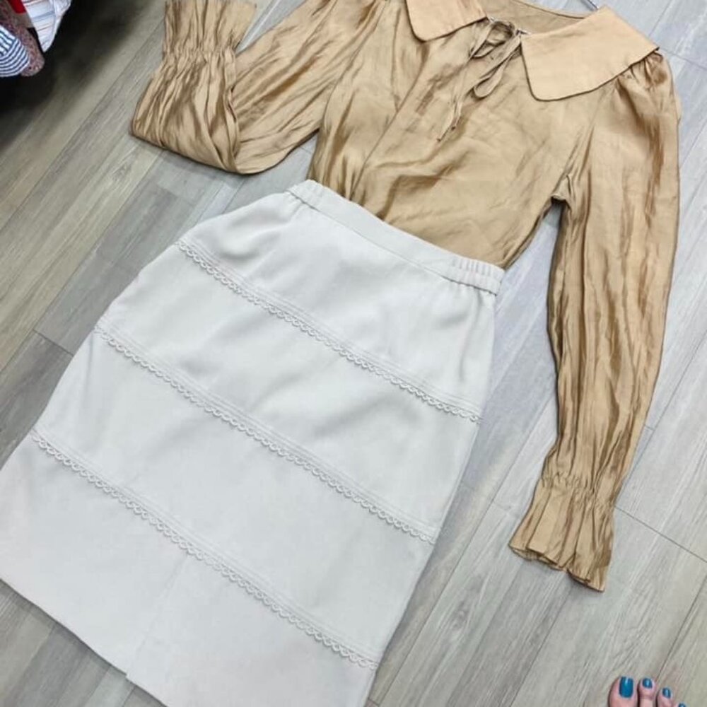 white gold dress